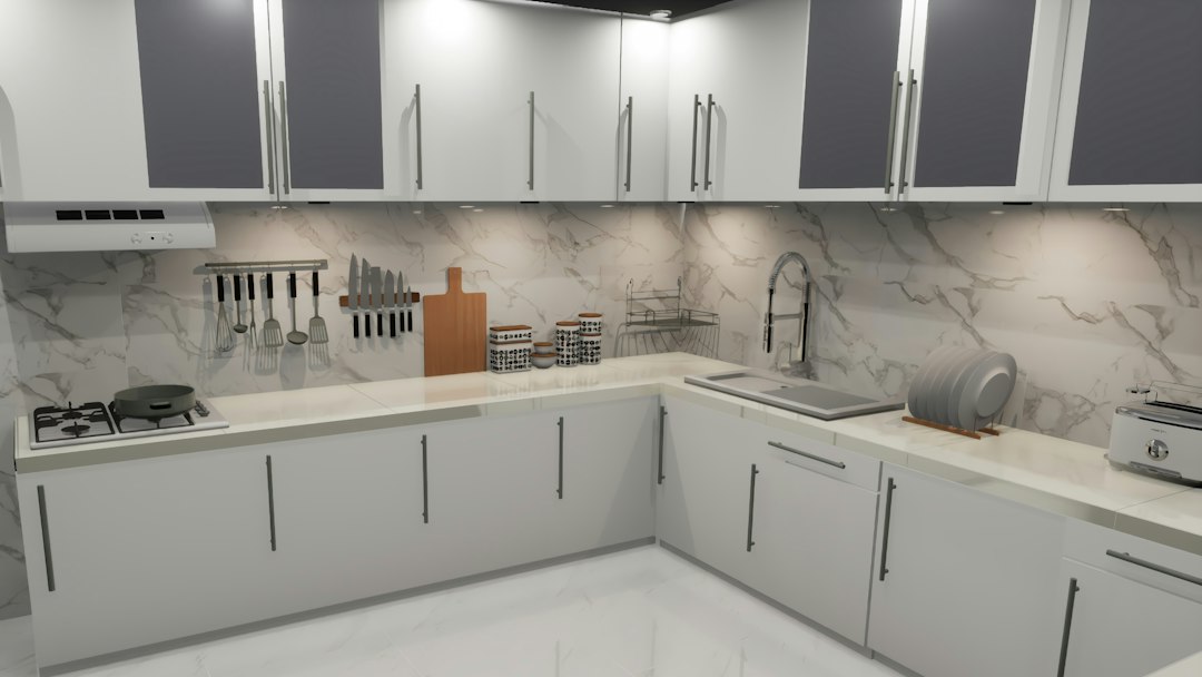 Dapur modern minimalis dengan tata letak efisien
