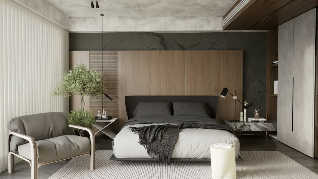 Kamar tidur minimalis dengan palet warna netral